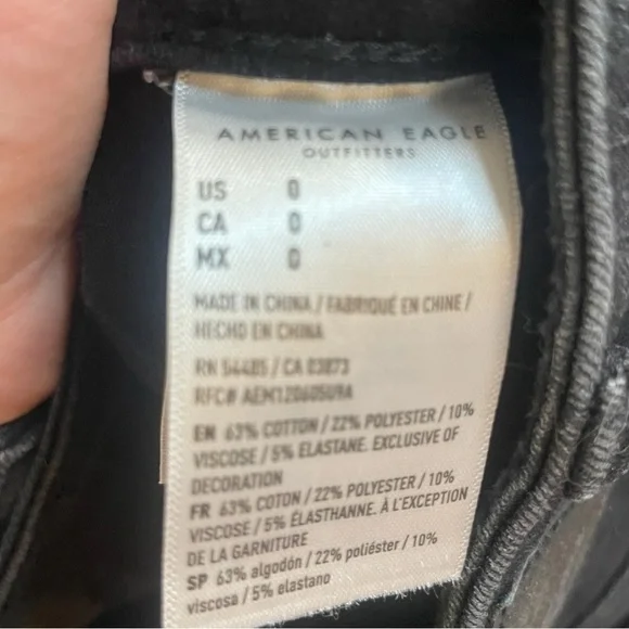 American Eagle Black Denim Floral Lace Shorts - Picture 7 of 7